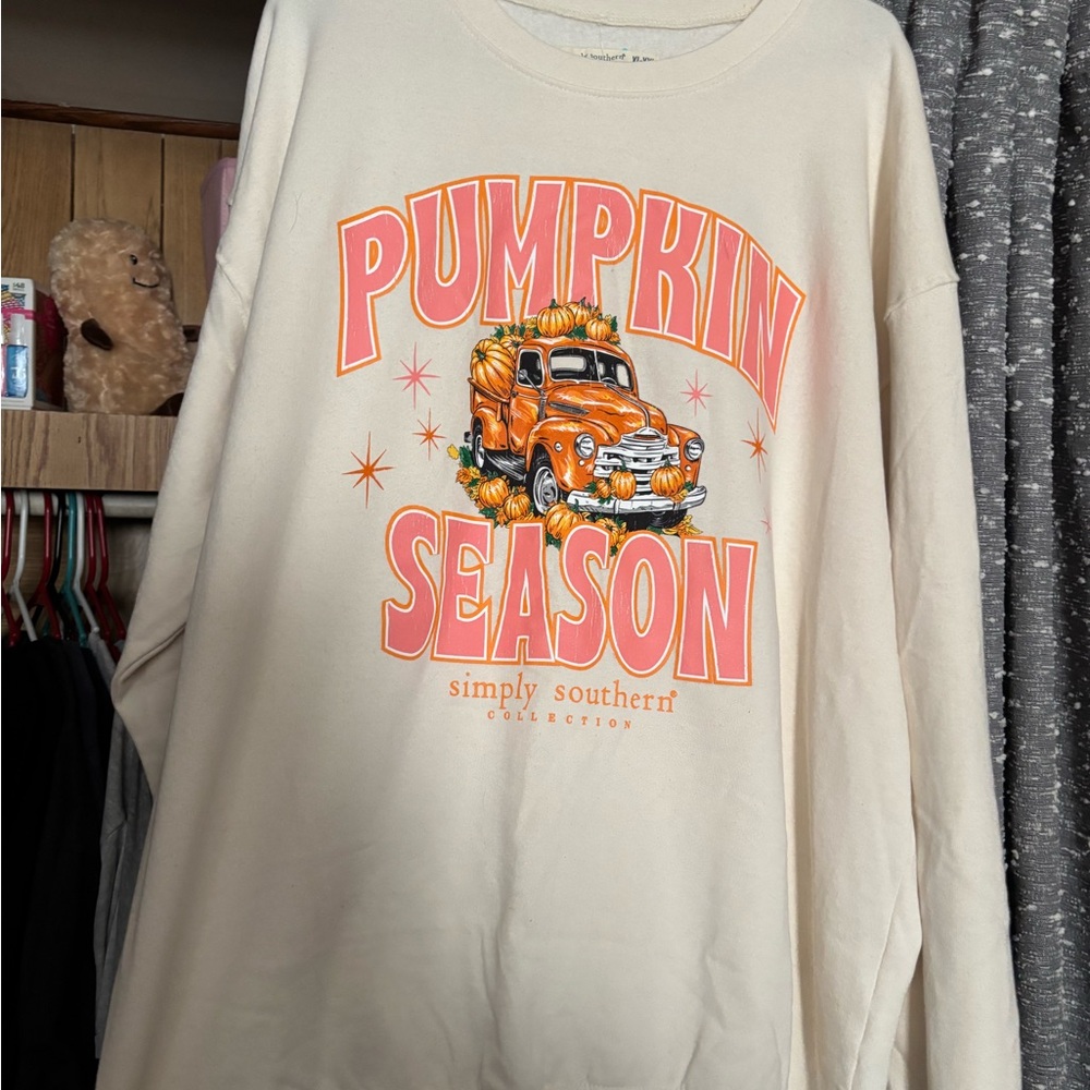 Simply Southern Cream and Orange Graphic Sweatshirt